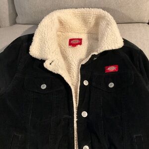 Dickies Black Corduroy Jacket with Cream Sherpa Lining